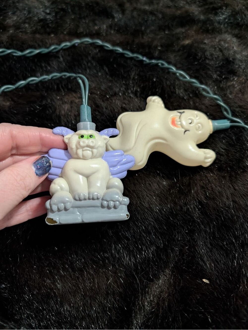 Halloween vintage blowmold gargoyle and eyeballs lights